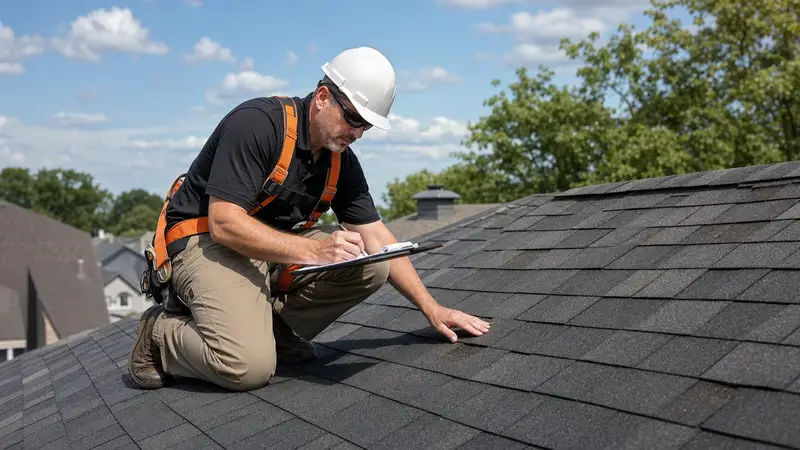 Inspector documenting a roof